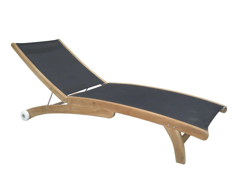 [AGD01BL] OSLO LOUNGER TEAK + BATYLENE BLACK