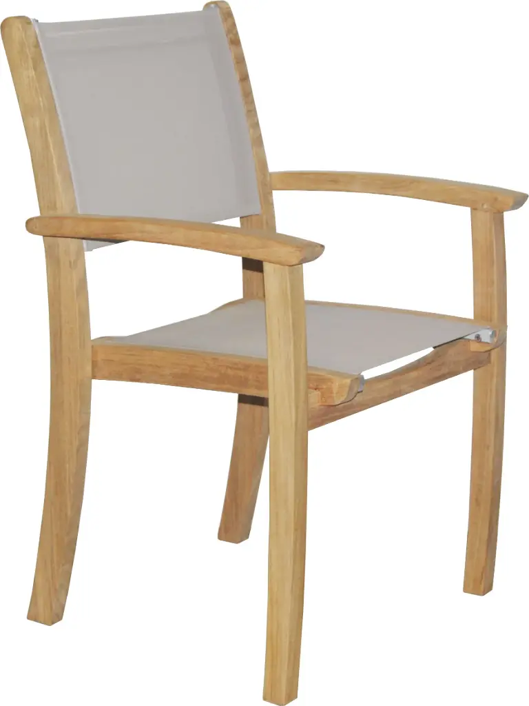 [AGSCOSTA] OSLO STACKING CHAIR TEAK + BATYLENE TAUPE