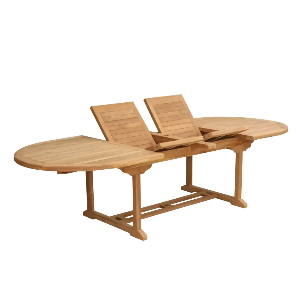 [NGETO200] DOUBLE OVAL EXTENSION TABLE  - TOP 4CM 120x200/250/300 cm